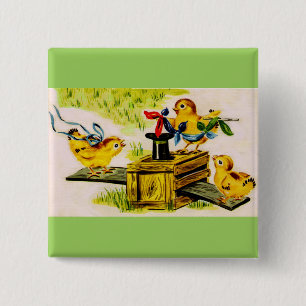 adorable little chick magician button