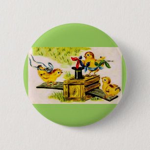 adorable little chick magician pinback button