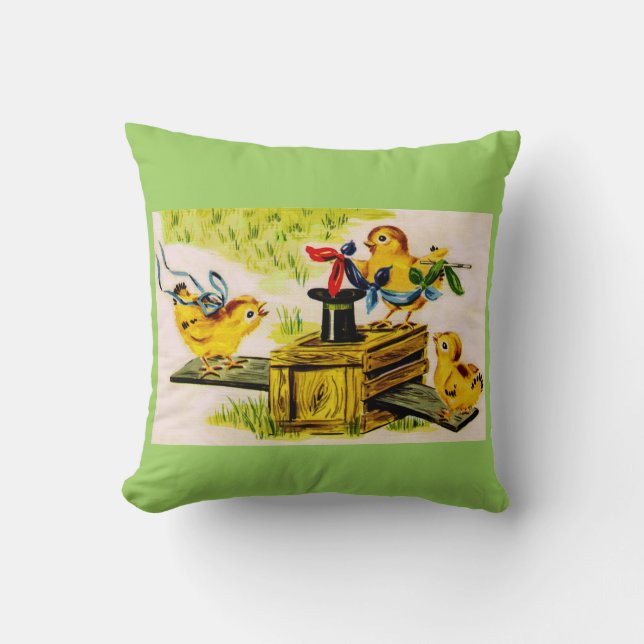 adorable little chick magician throw pillow (Front)