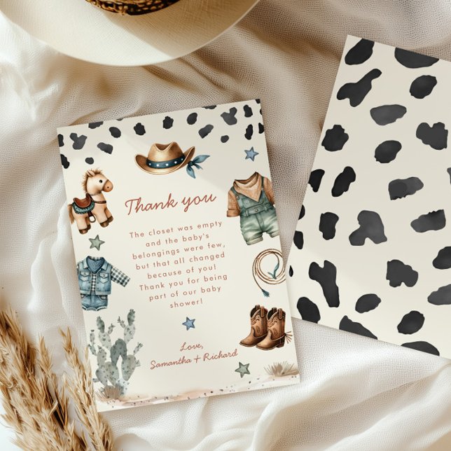 Adorable Little Cowboy is on way boy baby shower Thank You Card (Creator Uploaded)