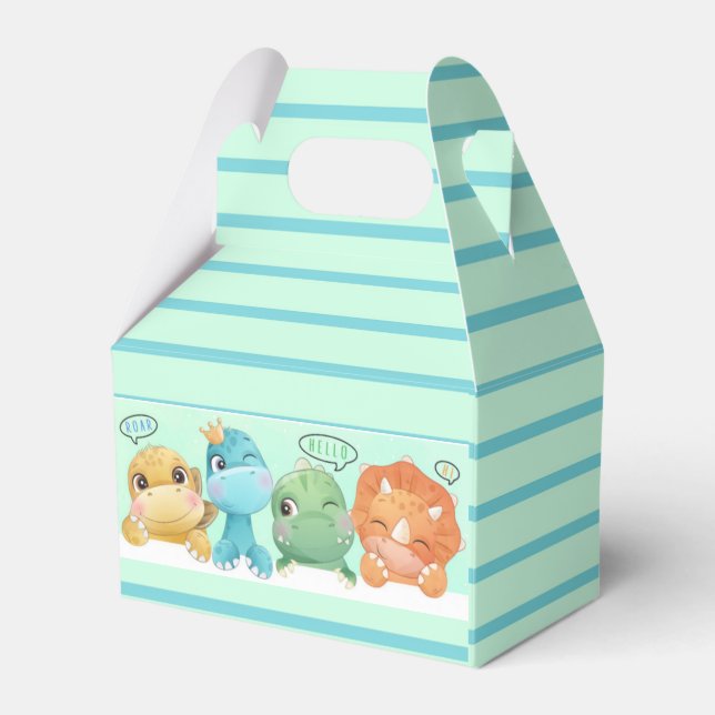 Adorable Little Dinosaur Baby Shower  Favor Boxes (Front Side)