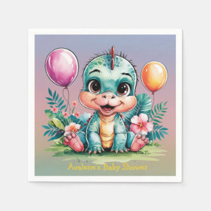 Adorable Little Dinosaur Baby Shower Napkins