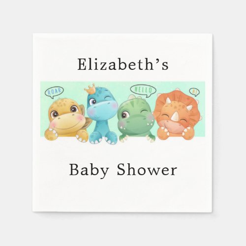 Adorable Little Dinosaur Baby Shower  Napkins
