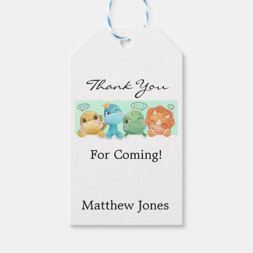 Adorable Little Dinosaur Baby Shower Thank You  Gift Tags