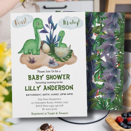 Adorable little Dinosaurs party Roar Baby Shower Invitation