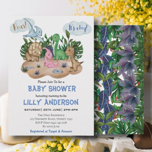 Adorable little Dinosaurs party Roar Baby Shower Invitation