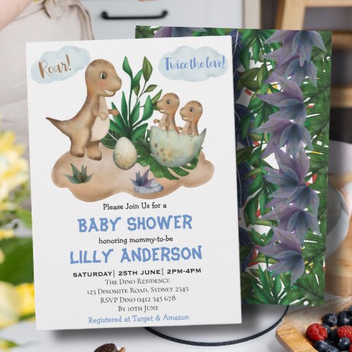 Adorable little Dinosaurs party Roar Baby Shower Invitation