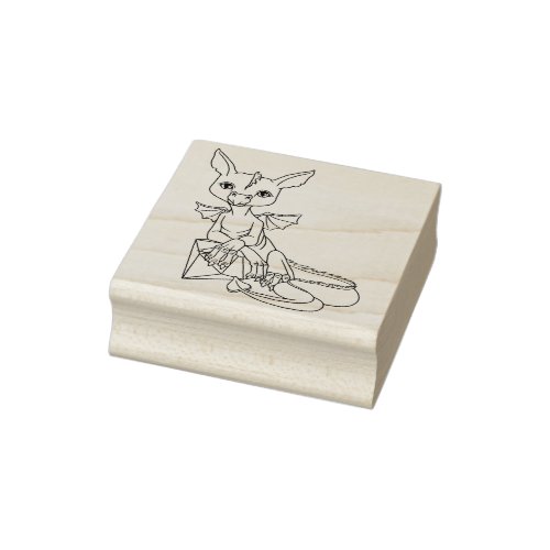 Adorable Little Dragon with Jewel Rubber Stamp