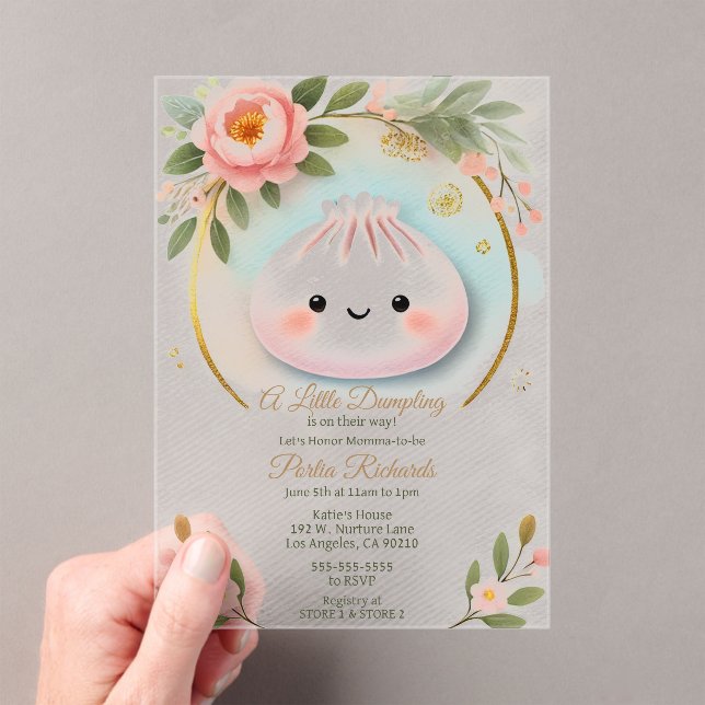 Adorable Little Dumpling Baby Shower  Acrylic Invitations (Insitu (Handheld))