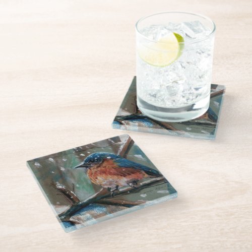 Adorable Little Eastern Bluebird Song Bird Glass Coaster