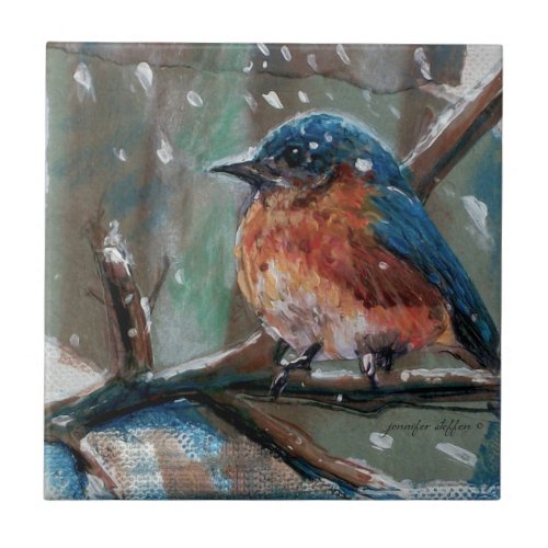 Adorable Little Eastern Bluebird Song Bird Small Ceramic Tile