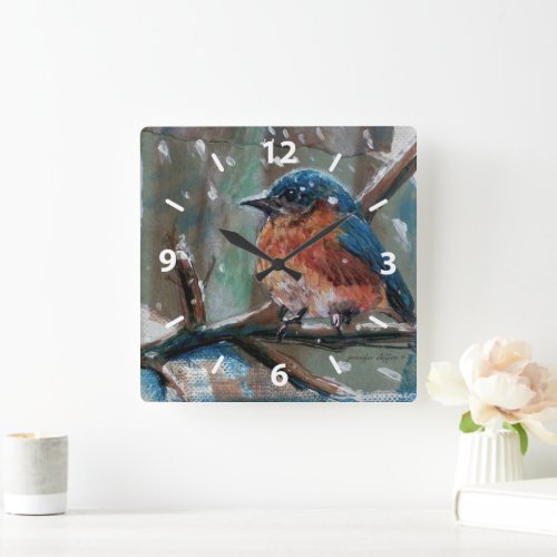 Adorable Little Eastern Bluebird Song Bird Square Wall Clock