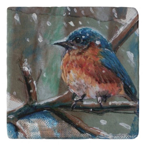 Adorable Little Eastern Bluebird Song Bird Trivet