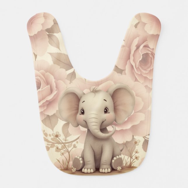 Adorable little elephant baby bib (Front)