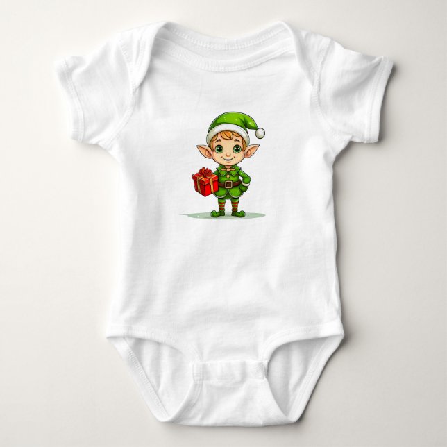 Adorable Little Elf – Festive Baby Bodysuit-Shirt Baby Bodysuit (Front)