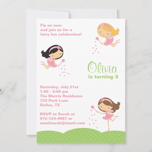 Adorable Little Fairies Invitations (Front)