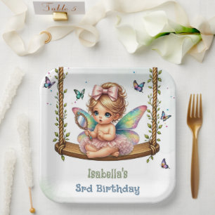 Adorable little fairy birthday paper plates