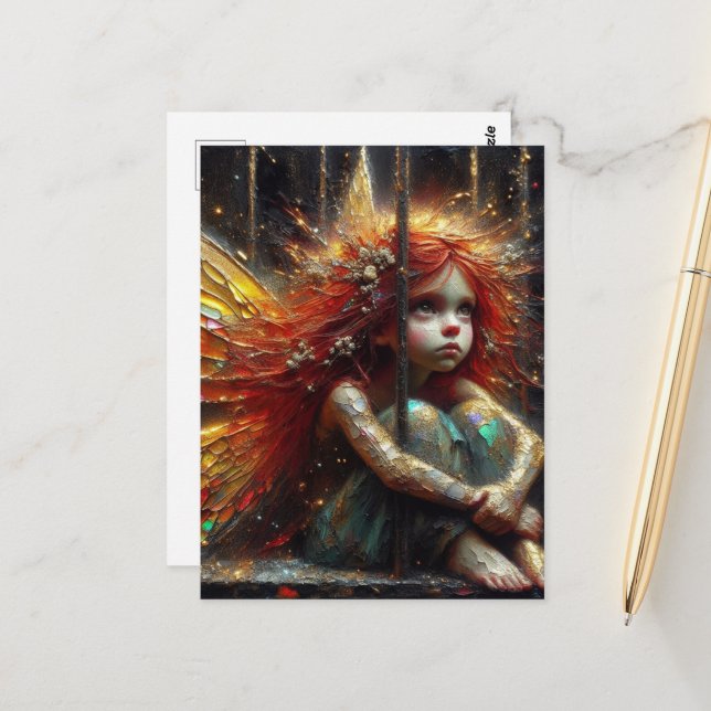 Adorable Little Fairy with Red Hair Postcard (Front/Back In Situ)