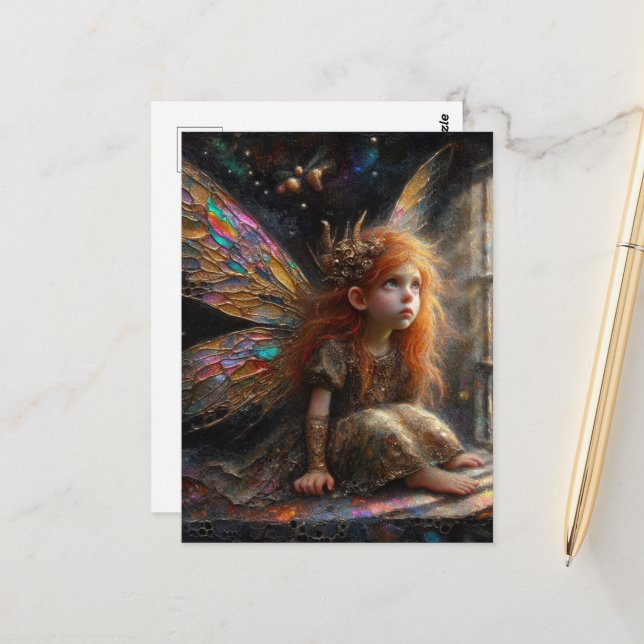 Adorable Little Fairy with Red Hair Postcard (Front/Back In Situ)