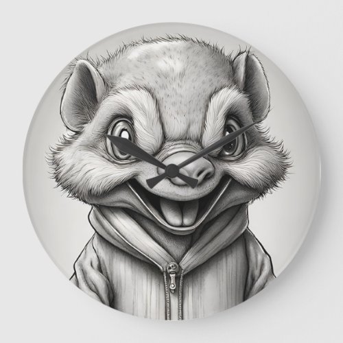 Adorable Little Fantasy Creature Wearing a Jacket Large Clock