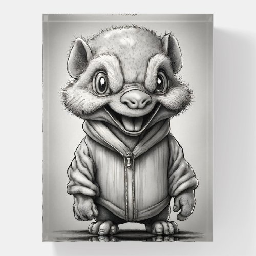 Adorable Little Fantasy Creature Wearing a Jacket Paperweight