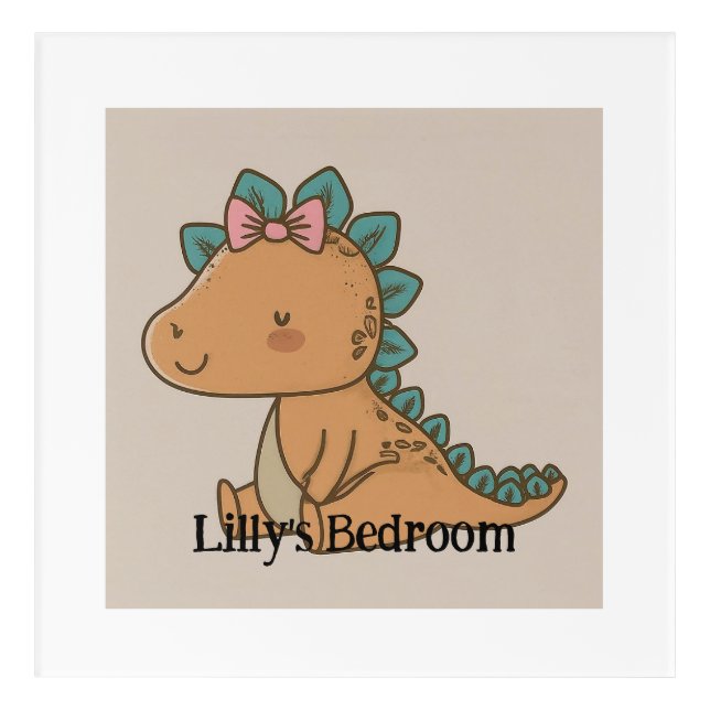 Adorable Little Girl Dinosaur - Cute Dino Design Acrylic Print (Front)