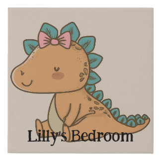 Adorable Little Girl Dinosaur - Cute Dino Design Faux Canvas Print