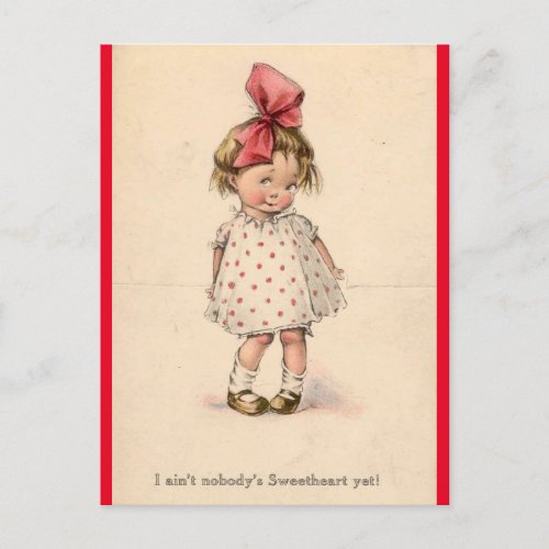 Adorable Little Girl Vintage Valentine Postcard