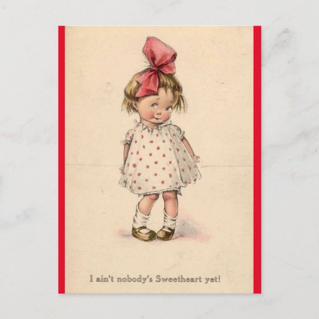 Adorable Little Girl Vintage Valentine Postcard (Front)