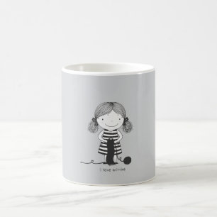 Adorable Little Girl Who Knits I Love Knitting Coffee Mug