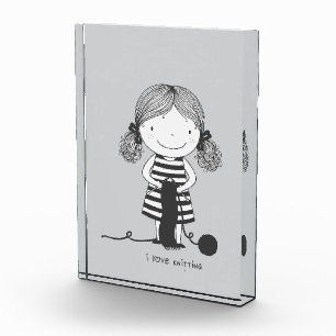 Adorable Little Girl Who Knits I Love Knitting Photo Block
