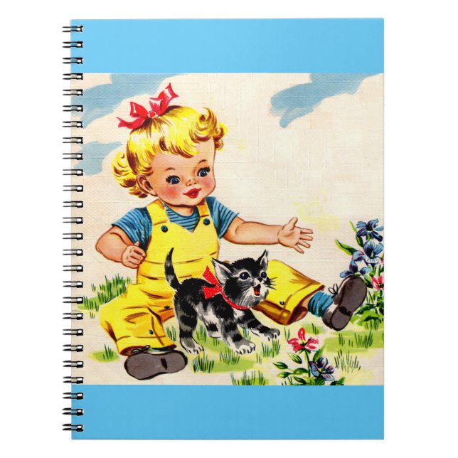 adorable little girl with adorable little kitten notebook (Front)