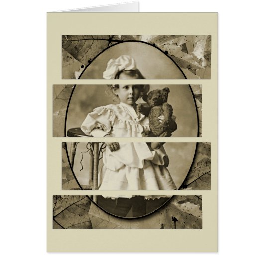 ADORABLE LITTLE GIRL WITH TEDDY BEAR DOLL 1900'S (Front)