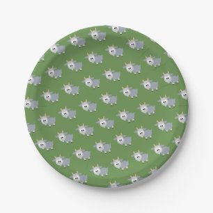 Adorable Little Gray Goat Pattern Paper Plates