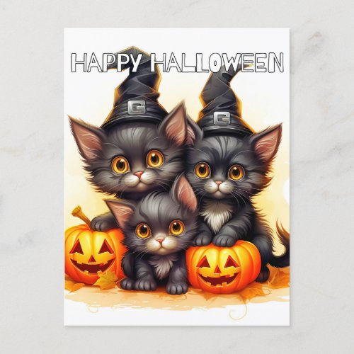 Adorable Little Halloween Kittens Postcard
