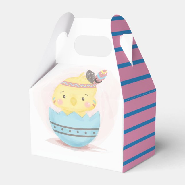 Adorable Little Hatch Chicken Baby Shower Favor Boxes (Front Side)