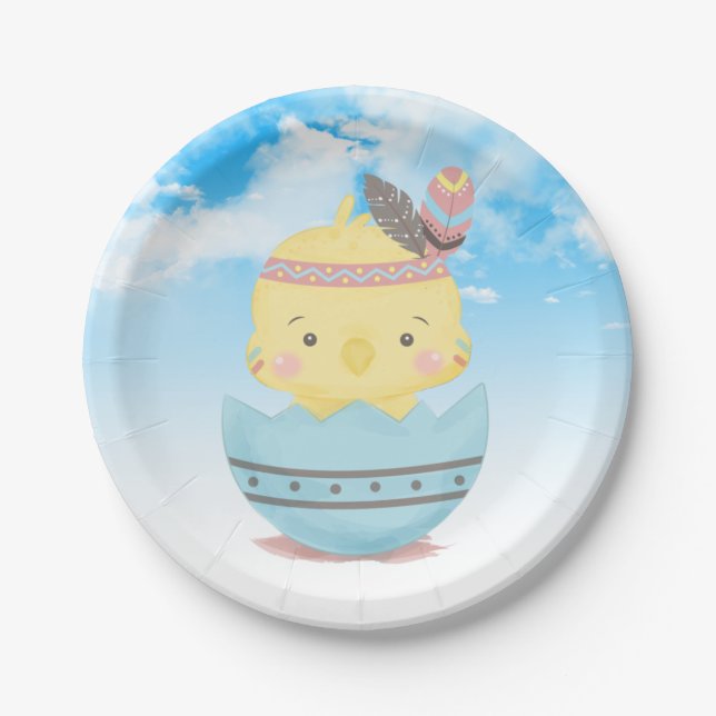 Adorable Little Hatched Chicken Baby Shower Paper Plates (Front)