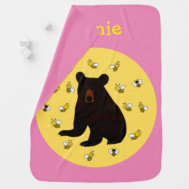 Adorable Little Honey Bee Bear Baby Blanket (In Situ)