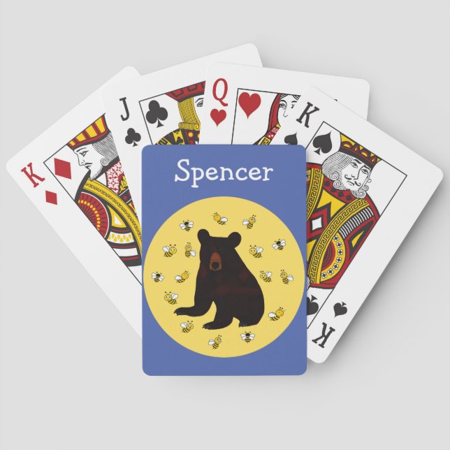 Adorable Little Honey Bee Bear Poker Cards (Back)