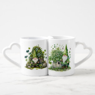 ADORABLE LITTLE IRISH GNOMES AND PLANTS COFFEE MUG SET