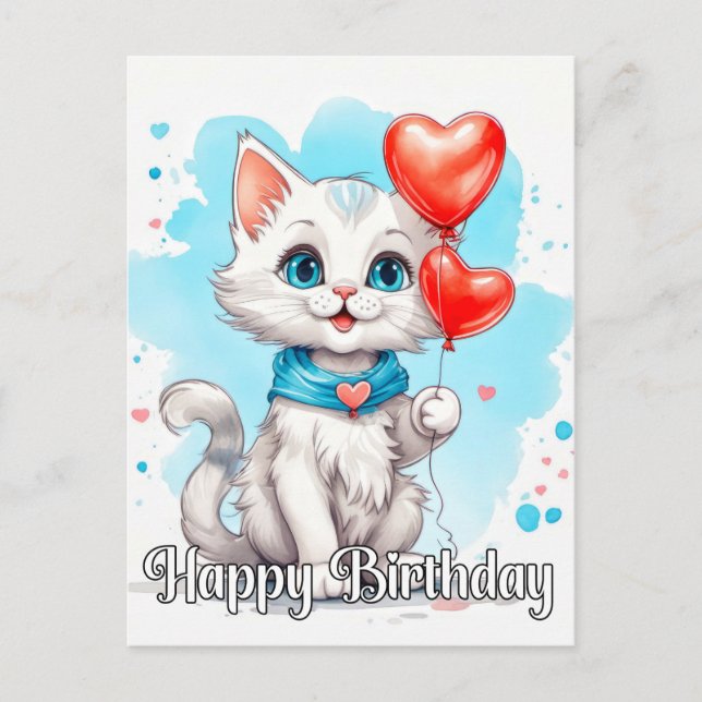 Adorable Little Kitten | Happy Birthday Postcard (Front)