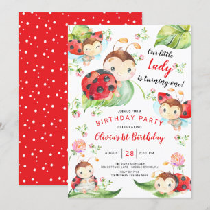 Adorable Little Lady Ladybug 1st Birthday Invitati Invitation