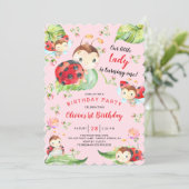 Adorable Little Lady Ladybug 1st Birthday Invitation (Standing Front)