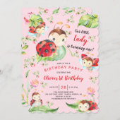 Adorable Little Lady Ladybug 1st Birthday Invitation (Front/Back)