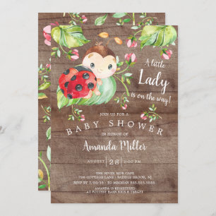 Adorable Little Lady Ladybug Baby Shower Invitation