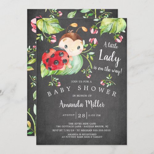 Adorable Little Lady Ladybug Baby Shower Invitation