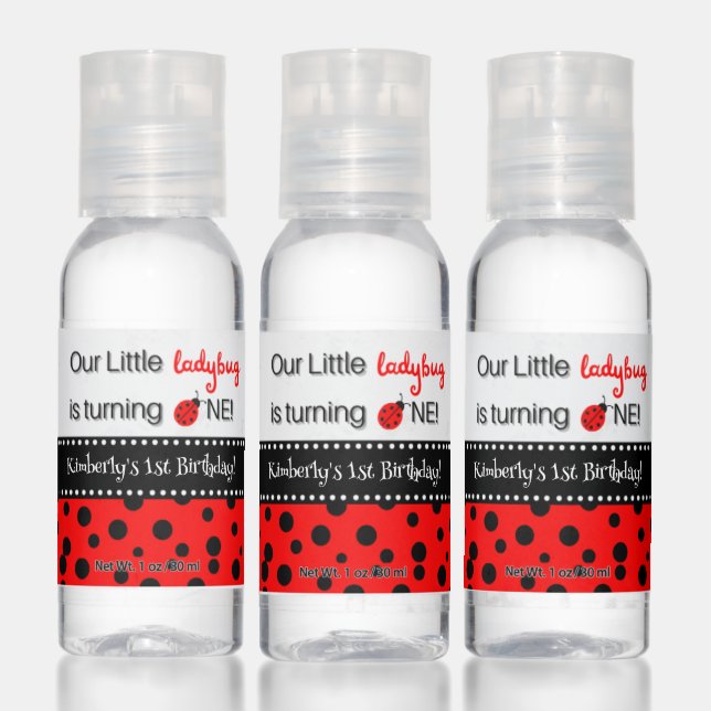 Adorable Little Ladybug First Birthday-Celebration Hand Sanitizer (Set)