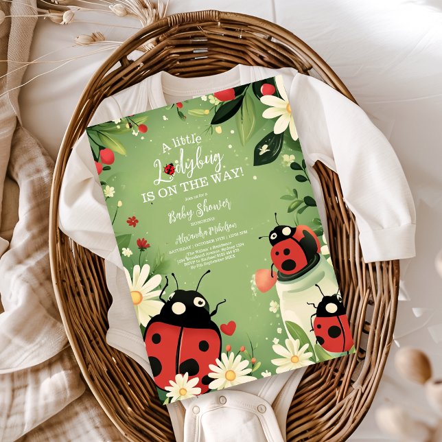 Adorable Little Ladybug Girl Baby Shower Invitation (Creator Uploaded)