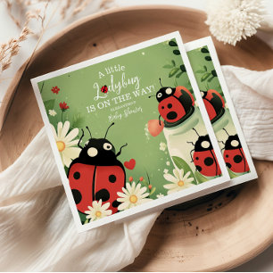 Adorable Little Ladybug Girl Baby Shower Napkins