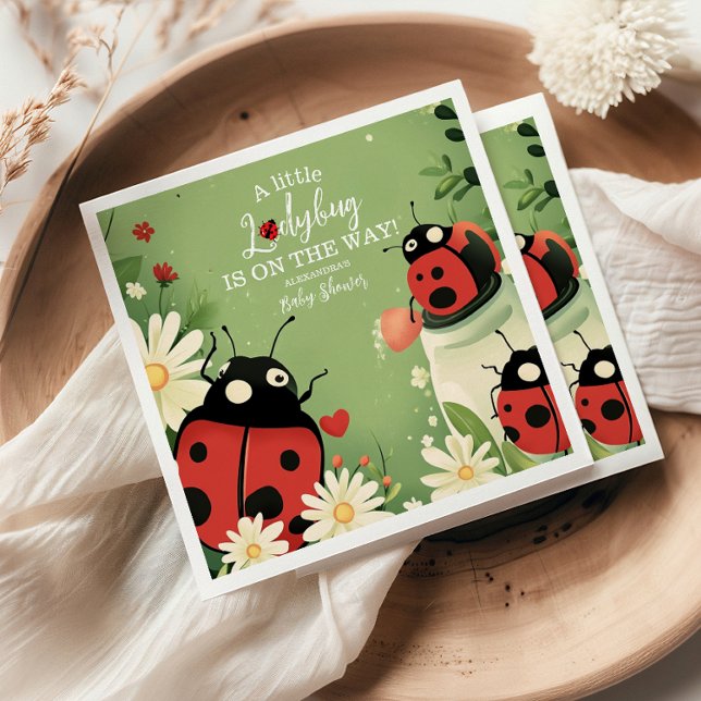 Adorable Little Ladybug Girl Baby Shower Napkins (Creator Uploaded)